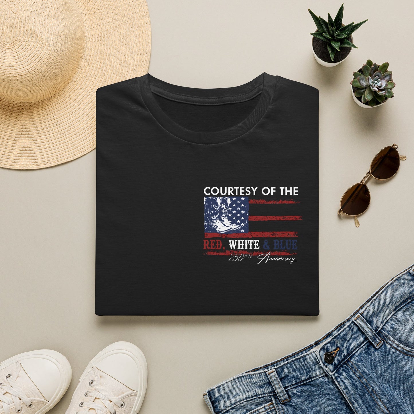Courtesy of the Red White & Blue T-Shirt — Patriotic 4th of July American Flag Tee