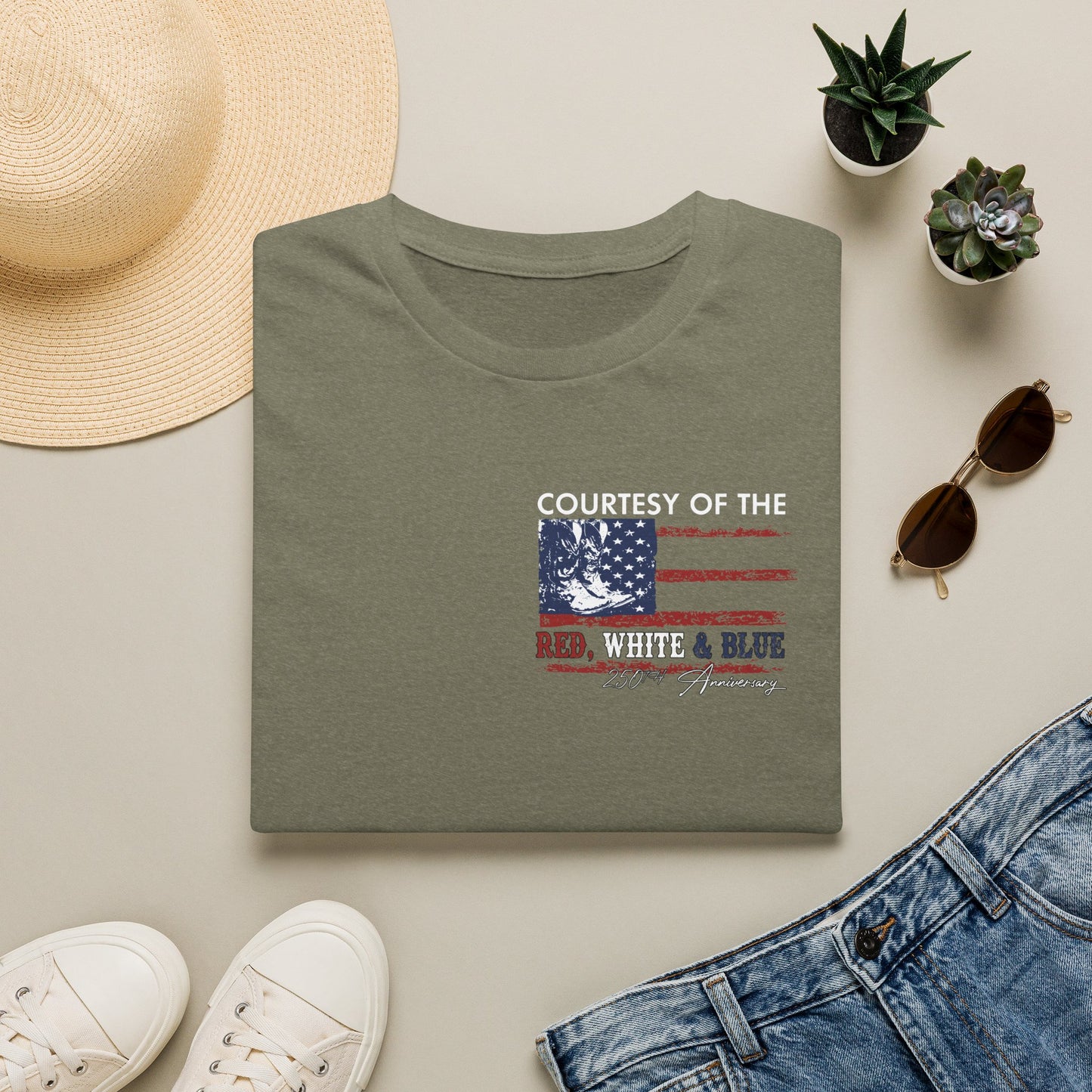 Courtesy of the Red White & Blue T-Shirt — Patriotic 4th of July American Flag Tee