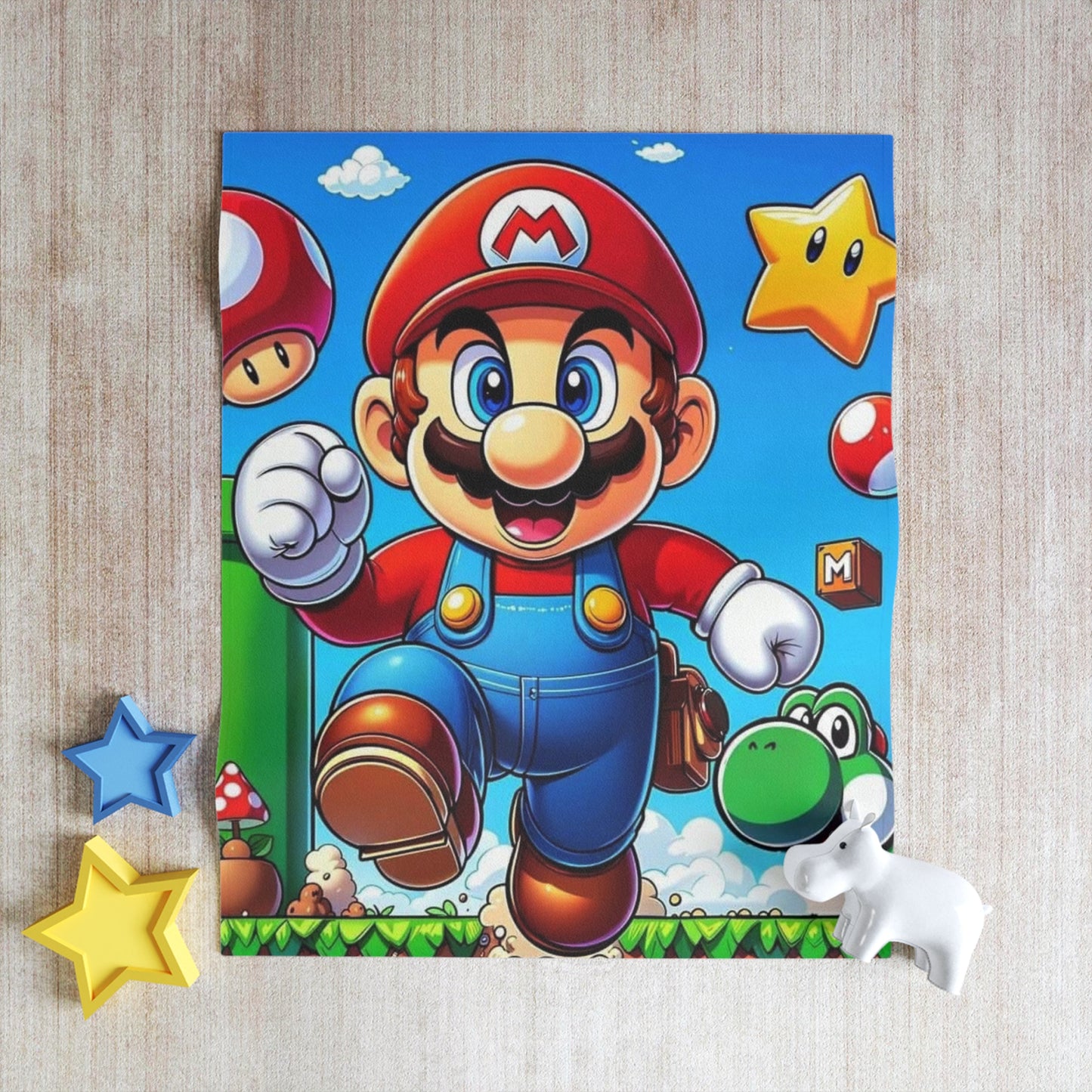 Mario Superhero Throw Blanket - Retro Video Game Character Fleece for Kids & Gamers