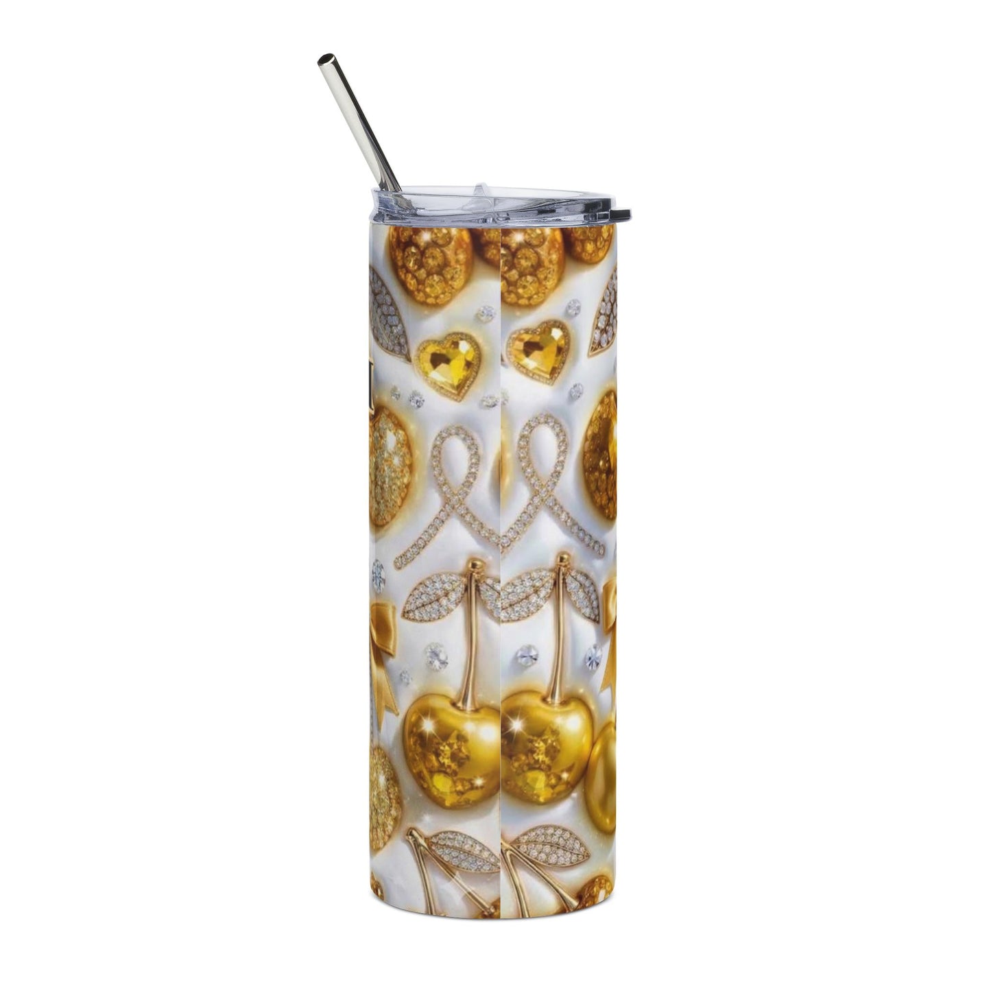 20oz Gold Cherry Stainless Tumbler — Sparkling Luxe Drinkware
