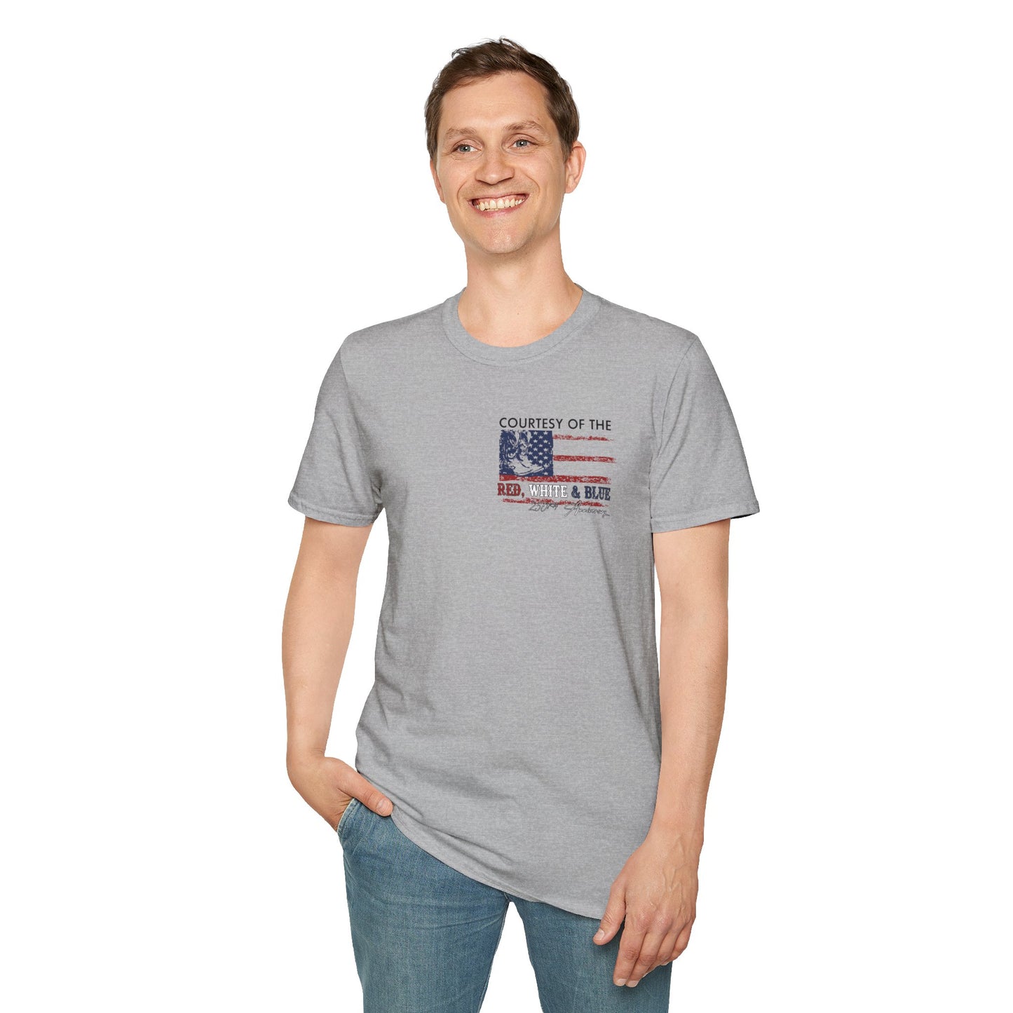 "Courtesy of the Red, White & Blue"